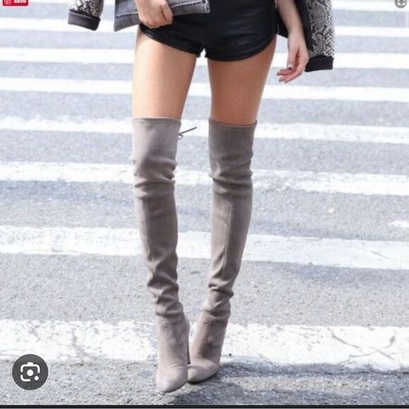 Over the Knee Suede Block Heel Boots in Gray- Size 9 - Picture 1 of 9